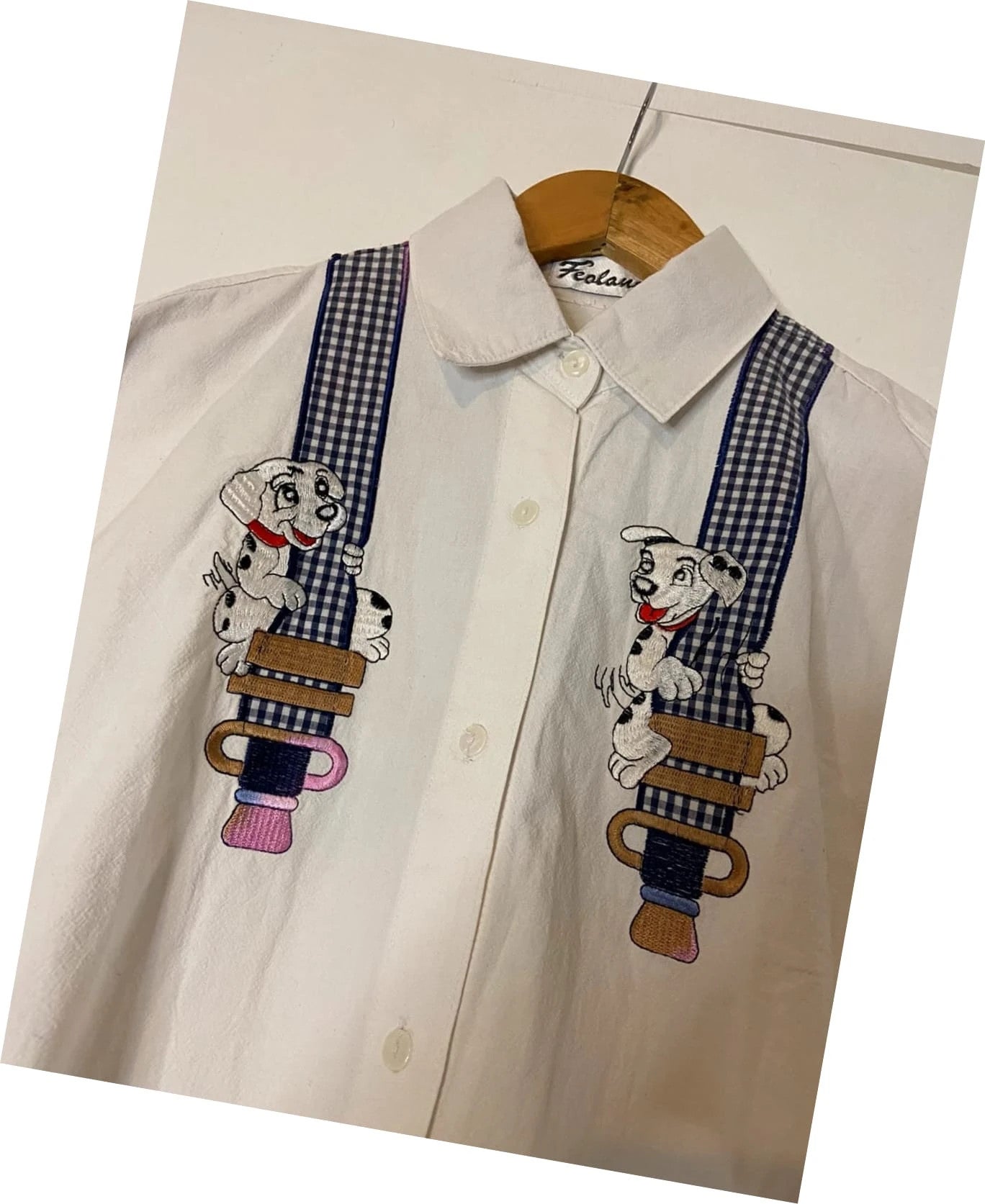 Chemise vintage brodée dalmatiens