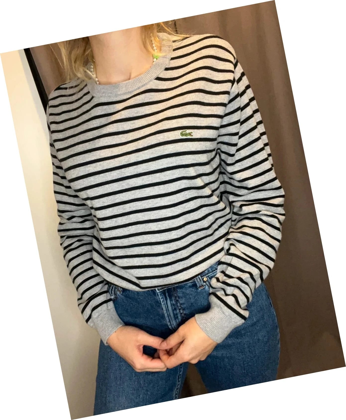 Pull Lacoste marinière col rond