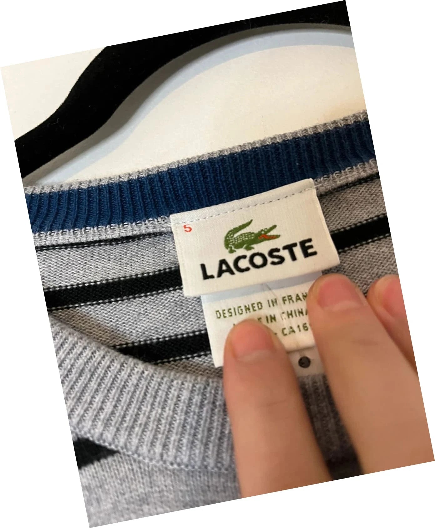 Pull Lacoste marinière col rond