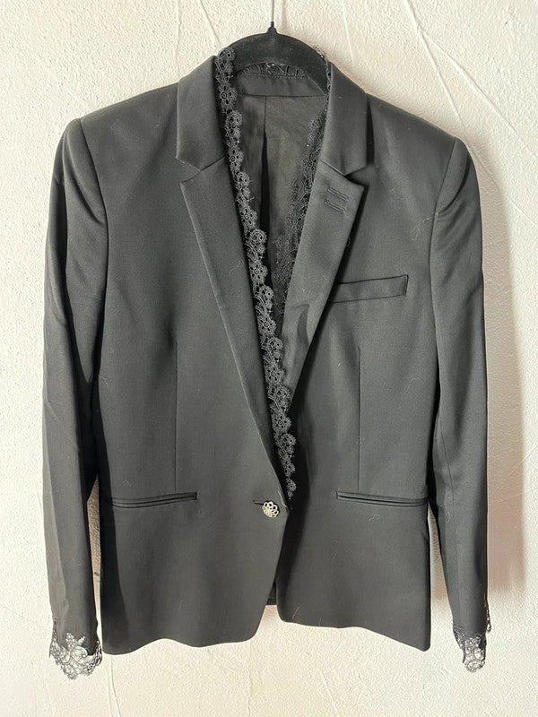 Blazer The Kooples noir avec détails en dentelle