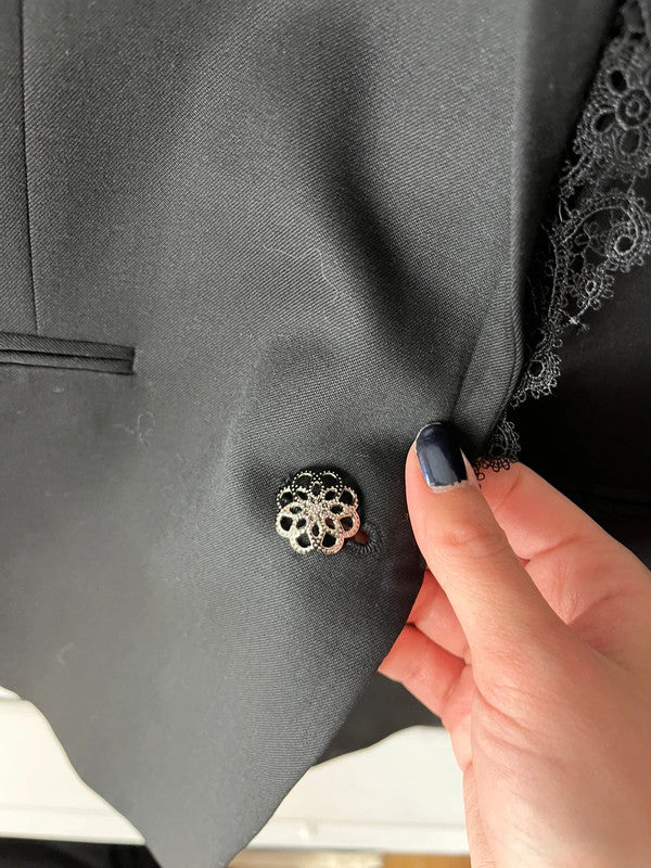 Blazer The Kooples noir avec détails en dentelle