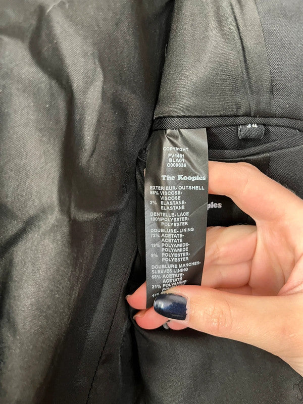 Blazer The Kooples noir avec détails en dentelle