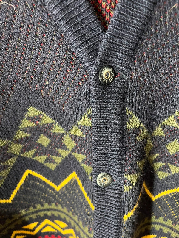 Cardigan vintage Lacoste en laine motifs jacquard