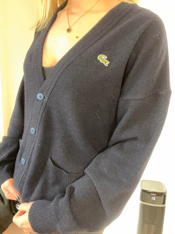 Cardigan Lacoste vintage bleu marine