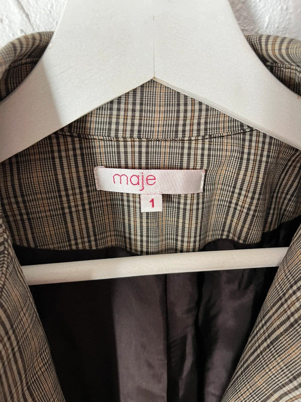 Trench Maje vintage à carreaux