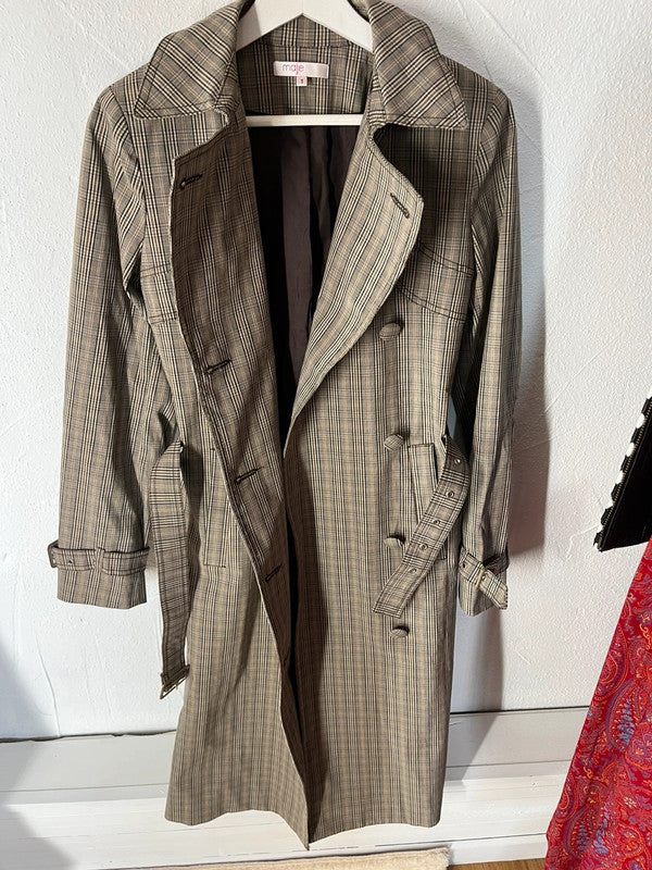 Trench Maje vintage à carreaux