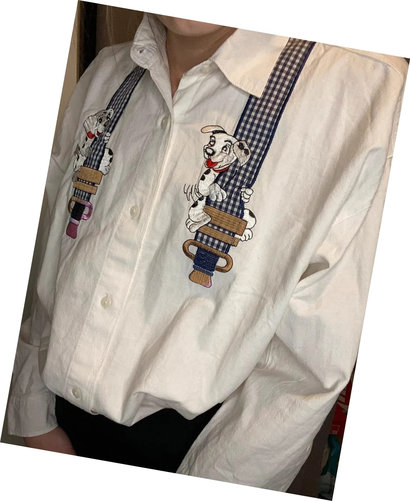 Chemise vintage brodée dalmatiens