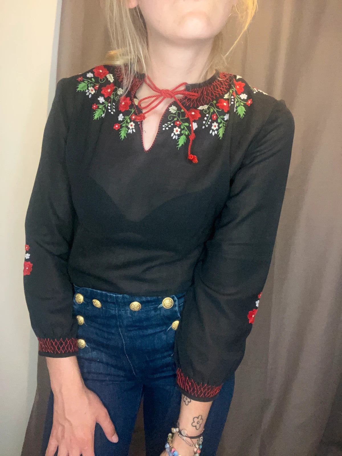 Magnifique blouse bohème hongroise brodée traditionnelle